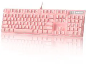 MageGee Pink Gaming Keyboard USB Wired Keyboard, New Mechanical Storm Adjustable Backlight Keyboards Splash-Proof Ideal for PC/Laptop/MAC Game(Pink)
