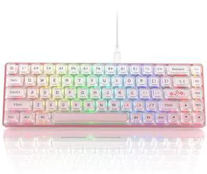 Womier 60% Keyboard Gaming Pink - Wired Creamy Mechanical Keyboard, Hot-Swappable RGB Custom Mini Key Board with Arrow Keys/Software Supported, Prelubrication Linear Switch (WK68-Pink)