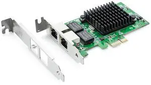Vszerda Gigabit Dual NIC with Intel 82576 Chip, 1Gb Network Card Compare to Intel E1G42ET NIC, 2 RJ45 Ports, PCI Express 2.1 X1, Ethernet Card with Low Profile for Windows/Windows Server/Linux