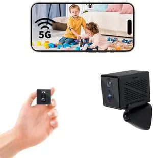 5G Mini Spy Camera with 4K WiFi  Hidden Wireless Nanny Cam for Indoor Home Security, Night Vision, AI Human Detection, 90-Day Standby, camaras espias ocultas,and Phone App Control(APP:O-KAM Pro)