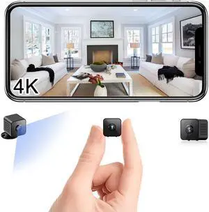4K Mini Security Camera, WiFi Wireless Camera Small Portable HD Nanny Cam with Motion Detection, Cloud & SD Storage, Night Vision,Wide Angle,Can No Need WiFi Cams Micro Cameras for Home Indoor Outdoor