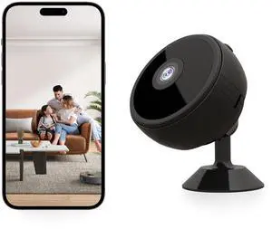 ZHENHAN Mini Camera Wireless Small Nanny Security Cam with Night Vision & Motion Detection, Phone App Control, SD/Cloud Storage, Real-Time Alerts, Indoor Surveillance for Home/Baby(Black