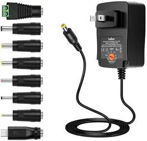 Belker 36W Universal 3V 4.5V 5V 6V 7.5V 9V 12V AC DC Adapter Power Supply for LCD LED Light Strip Router HUB Speaker Smart Phone TV Box 1A 1.5A 2A 2.5A 3A 3000mA Amp Max.