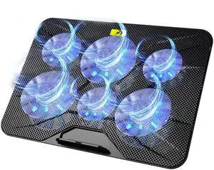 AICHESON Laptop Cooling Pad with 6 High-Speed Fans, Computer Cooler with 7 Adjustable Angles, Compatible with 13-17.3 Inch Laptops