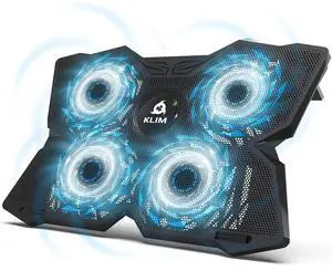 KLIM Wind Laptop Cooling Pad - More Than 500,000 Units Sold - New Version - Powerful Rapid Action Laptop Cooler - Laptop Stand with 4 Cooling Fans - 2 USB Ports - PC Mac PS5 PS4 Xbox One - Diamond