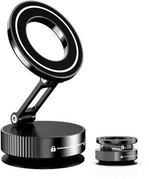 LnkXT Vacuum Magnetic Phone Holder for Car,Full Metal Body,Vacuum Suction Phone Mount,Magsafe Car Mount for iPhone, Folding Holder for iPhone and Android