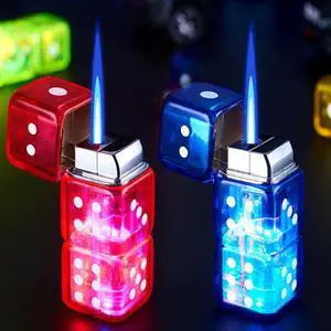 2PACK Red Blue Windproof Flame Adjustable Lighter,Cool,Jet Torch Flame Lighters,Butane Refillable Torch,BBQ Candles Camping (No Butane Fuel)