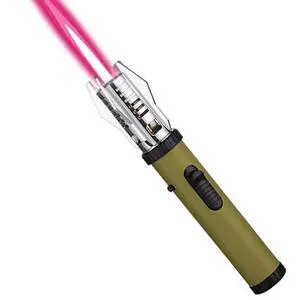 Torch Lighter, Camping Outdoor Windproof Straight Flame Lighter, Adjustable Red/Blue Flame Torch Lighter, Refillable Butane Gas Windproof Jet Flame Cool Lighter for Candle BBQ Gift (NO Gas) (Green)