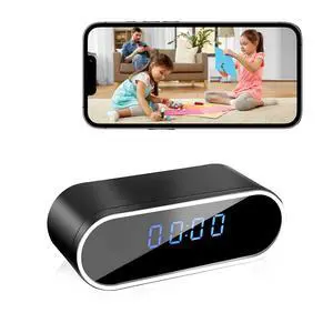 NJINALW Smart Clock Camera, WiFi HD 1080P Wireless Mini Camera with Night Vision, Motion Detection, and Remote Viewing, Nanny Cam for Baby/Elder/Pet Care, Home Indoor Security