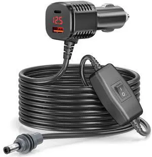 Starlink Mini Car Adapter, 3 in 1 Starlink Mini Cable Car Charger DC Power Cable + Dual Port Cigarette Lighter Adapter with 12V~24V Digital Display Star-link Mi-ni Power Supply for Trucks & Cars -16FT