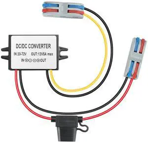 5A 60W DC 24V 36V 48V 60V to 12V Step Down Converter 20V-72V to 12V Converter Waterproof Reducer Buck Transformer with Fuse Power Supply for Golf Cart