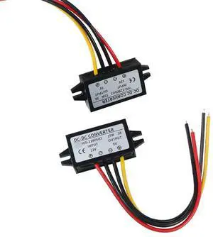 2Pcs 12/24V to 5V 5A 25W DC-DC Step Down Converter, Power Supply Adapter Compatible with Solar Panel, Waterproof Voltage Regulator Car Charging Transformation