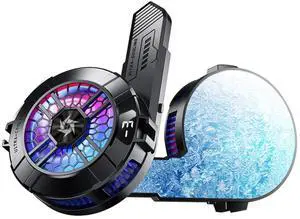 Magnetic Cell Phone Cooler, Universal Cellphone Radiator with Removable Grip, Temperature Display, Portable RGB Cooling Fan Compatible with iPhone/Android/Tablet/iPad