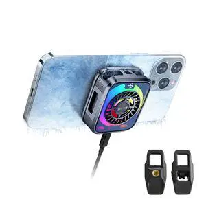 Magnetic Cell Phone Cooler with Clip, Semiconductor Mobile Phone Cooling Fan Radiator Type-C Wired with Temperature Display, Compatible with iPhone/Android/Tablet/IPad for Gaming, Live Streaming Magnetic Cell Phone Cooler with Clip, Semiconductor Mobile Phone Cooling Fan Radiator Type-C Wired with Temperature Display, Compatible with iPhone/Android/Tablet/IPad for Gaming, Live Streaming