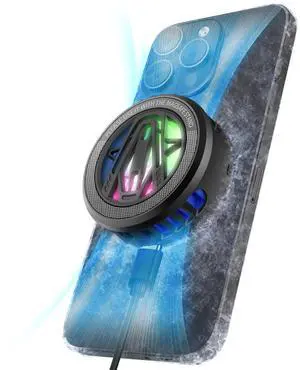 Maledan Wireless Charger Phone Cooler, Qi2 Mag Safe Magnetic Charger for iPhone 17/16/15/14 Samsung Galaxy Cooling Fan, 15W Fast Charging Cooling Pad & Cool Gaming Cell Phone Chargers Accessories