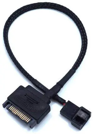 OPSFALCON 2 Pack SATA to 3 Pin / 4 Pin PMW 12V PC Case Fan Power Adapter Cable, 3-Pin or 4-Pin (PWM Connector) to 15 Pin SATA Computer Cooler Cooling Fan Power Cable