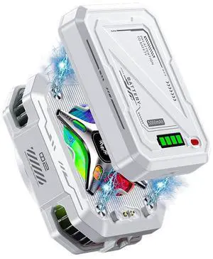 Magnetic Phone Cooler with Rechargeable Battery, LED Cooling Fan with Semiconductor Cooling,Phone Cooler with Power Display, Suitable for Phone Gaming Enthusiasts, Live Broadcast Crowd Network (white)