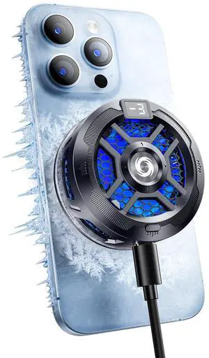 Magnetic Cell Phone Cooler for Gaming Comvin, Mobile Phone Cooling Fan with Dual Mode/Temperature Display,Portable Radiator for iPhone MagSafe Series/Android/iPad/Tablet,Semiconductor Heatsink Cooling