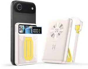 RXRBDA Wireless Magnetic Power Bank 10000mAh with Active Cooling,Wireless Portable Charger with Foldable Stand,22.5W Fast Charging Battery Pack for iPhone 17 Pro Max /16/15/14/13/12 Series