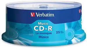 Verbatim Music CD-R 40X 80 Minute 700 MB Blank Recordable Audio Discs 25pk Spindle