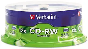 Verbatim CD-RW 700MB 2X-12X Rewritable Media Disc - 25 Pack Spindle