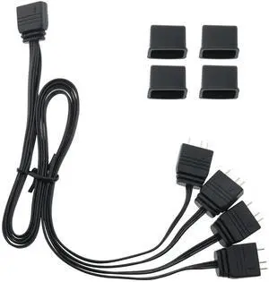 CZQC ARGB Splitter Cable 5V 1 Female to 4 Male 3 Pin Extension Cable for Computer Chassis, CPU Cooler and Fan - 33.5cm/13.19inch