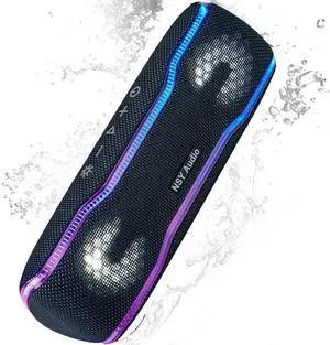 NSY Audio IPX7 Waterproof Bluetooth Speaker, 24H Playtime, LED Lights, Wireless Outdoor Speaker for Pool, Beach, Shower, Blue