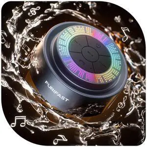 Bluetooth Shower Speaker, Portable Waterproof Speaker with Suction Cup, Small Mini Wireless Speaker with Dynamic LED Lights, Dual Stereo Pairing, Bathroom&Bath Tub, 1pcs