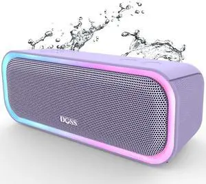DOSS SoundBox Pro Bluetooth Speaker, 20W Stereo Sound, Active Extra Bass, 20H Playtime, Multi-Color Lights, IPX6 for Home, Outdoor, Party, Christmas and White Elephant Gift for Men, Women, Teen-Purple