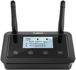 1Mii B03+ Bluetooth Transmitter Receiver for TV Home Stereo, Long Range Bluetooth 5.3 Adapter for TV Audio with Screen, aptX Low Latency & HD & AD, Optical RCA AUX 3.5mm Inputs/Outputs