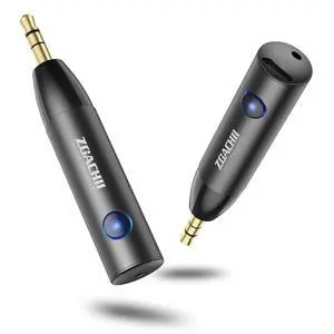 ZOACHII Bluetooth Aux Adapter for Car, Wireless Bluetooth 5.0 Audio Receiver with 3.5mm Jack for Vehicle Truck Home Stereo Speaker Headphone Music Streaming, Handsfree Calling, [1 Piece]