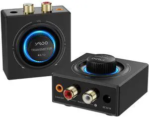 YMOO 2.4GHz Wireless Audio Transmitter and Receiver for TV, 25ms Low Latency, 200Ft Long Range, Wireless Audio Adapter Kit with AUX RCA in/Out for Stereo/Soundbar/Speaker/Amplifier/PC