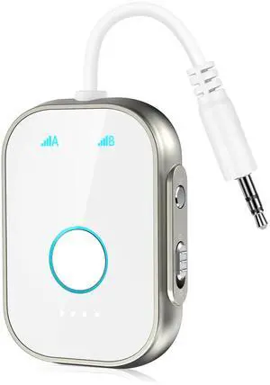 Swiitech Bluetooth Transmitter Receiver, 2-in1 Wireless Adapter for Airplane, Bluetooth 5.3 Transmitter for TVs, Gym Equipment, Cars,Use with 3.5mm Jack and RCA Cable
