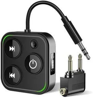 2025 Pro Bluetooth 5.4 Transmitter Receiver, 2-in-1 Wireless Audio Adapter for Airplane/TV/PC/Gym - Dual Link Headphone, Low Latency, Battery Display, Built-in Mic, 30H Playtime, Aviation Metal Frame