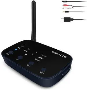 SIMOLIO Long Range HD Bluetooth Receiver for Home Stereo w/EQ & VOL Control, aptX Low Latency Bluetooth 5.0 Adapter Stereo Receiver for Music Streaming System with 3.5mm/RCA/Optical, JH-211