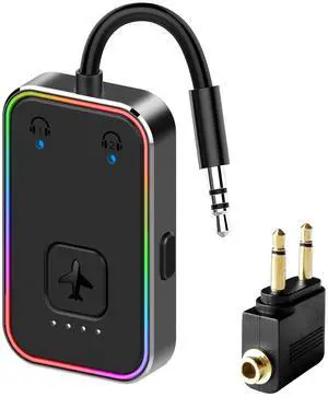 2025 Beeitzie Ultra Airplane Bluetooth 5.4 Transmitter for All Headphones, aptX LL, Supports 2 Headphones/AirPods, Wireless Audio Adapter for in-Flight, TV, Gym, TabletsMetal Frame