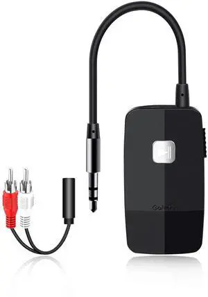 Golvery Upgraded Bluetooth 5.4 Receiver for Speaker, Wireless Audio Adapter for Home Audio Car Stereo with 3.5mm RCA Jack, 20 Hours Playtime, Dual Connection to 2 Phones, Easy Control ON/Off Slider