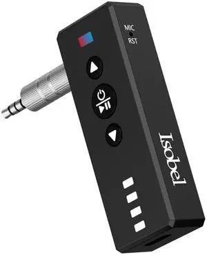 Isobel Bluetooth 5.4 Transmitter Receiver, 3 in 1 Portable Wireless Bluetooth Audio Adapter to Any 3.5mm AUX Jack for TV PC Car Airplanes Boats Home Stereo Gym with Micphone, TF Card Fast Playback MP3