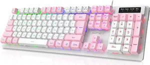 NPET K10 Wired Gaming Keyboard, RGB Backlit, Spill-Resistant Design, Multimedia Keys, Quiet Silent USB Membrane Keyboard for Desktop, Computer, PCCamellia NPET K10 Wired Gaming Keyboard, RGB Backlit, Spill-Resistant Design, Multimedia Keys, Quiet Silent USB Membrane Keyboard for Desktop, Computer, PCCamellia
