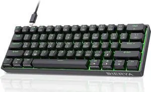 DIERYA 60% Mechanical Keyboard, DK61se Wired Gaming Keyboard with Brown Switches, LED Backlit Ultra-Compact 61 Keys Mini Office Keyboard for Windows Laptop PC Gamer TypistBlack