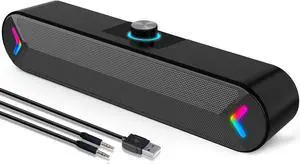 Computer Speakers,Wired USB-Powered Sound-bar with 10W Stereo Sound for PC Desktop,Plug -n-Play (A39PRO /Black) Computer Speakers,Wired USB-Powered Sound-bar with 10W Stereo Sound for PC Desktop,Plug -n-Play (A39PRO /Black)