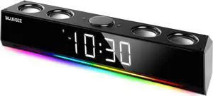 Computer Speakers for Desktop, Bluetooth Computer Soundbar with Clock, 3.5mm Aux-in Computer Sound Bar with Deep Impactful Bass, Gaming Speakers for PC Computer Speakers for Desktop, Bluetooth Computer Soundbar with Clock, 3.5mm Aux-in Computer Sound Bar with Deep Impactful Bass, Gaming Speakers for PC