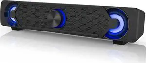 Small Computer Speakers for Desktop Gaming Monitor, PC Speakers for Desktop Monitor, Computer Speaker Wired USB Powered, Mini Soundbar with Cool Led Light Effect Small Computer Speakers for Desktop Gaming Monitor, PC Speakers for Desktop Monitor, Computer Speaker Wired USB Powered, Mini Soundbar with Cool Led Light Effect
