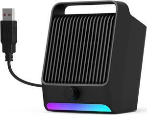 [RGB] USB Computer Speakers for Desktop/PC/Laptop | Small Plug-N-Play External Speaker with Dynamic RGB Light, Crystal-Clear Sound, Loud Volume, Deep Bass, Compatible with Windows/macOS/ChromeOS/Linux