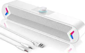 Computer Speakers,Wired USB-Powered PC Speakers with 10W Stereo Sound,Sound-bar Speakers for PC Desktop Computer (White) Computer Speakers,Wired USB-Powered PC Speakers with 10W Stereo Sound,Sound-bar Speakers for PC Desktop Computer (White)