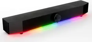 Tilted Nation Computer Soundbar for Desktop - (Wired | Wireless) USB RGB Gaming Soundbar for PC - Computer Sound Bar for PC with HiFi Audio, Bluetooth 5.0, 3.5 AUX - RGB Speakers for Monitor - Black Tilted Nation Computer Soundbar for Desktop - (Wired | Wireless) USB RGB Gaming Soundbar for PC - Computer Sound Bar for PC with HiFi Audio, Bluetooth 5.0, 3.5 AUX - RGB Speakers for Monitor - Black