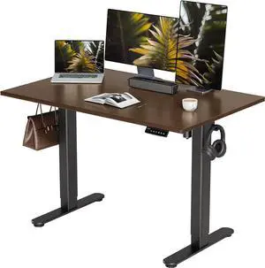Solid Wood Electric Standing Desk, 48x24 Inches Adjustable Height Stand up Desk with Whole Piece Desktop, Sit Stand Home Office Desk Black Frame/Espresso Top Solid Wood Electric Standing Desk, 48x24 Inches Adjustable Height Stand up Desk with Whole Piece Desktop, Sit Stand Home Office Desk Black Frame/Espresso Top