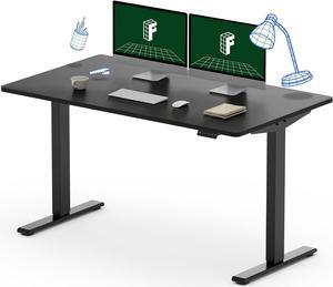 EN1 Electric Height Adjustable Standing Desk 55 x 28 Inches Whole-Piece Board Memory Controller Home Office Desk(Black Frame + 55" Black Top)