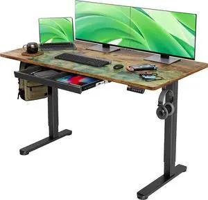 Claiks Standing Desk with Drawers, Stand Up Electric Standing Desk Adjustable Height, Sit Stand Desk Computer Workstation, 55 Inch, Rustic Brown Claiks Standing Desk with Drawers, Stand Up Electric Standing Desk Adjustable Height, Sit Stand Desk Computer Workstation, 55 Inch, Rustic Brown