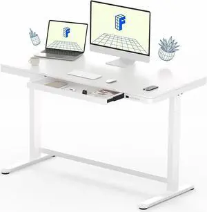Electric Standing Desk with Drawers Charging USB A to C Port, Height Adjustable 48" Whole-Piece Quick Install Home Office Computer Laptop Table with Storage (White Top + Frame) Electric Standing Desk with Drawers Charging USB A to C Port, Height Adjustable 48" Whole-Piece Quick Install Home Office Computer Laptop Table with Storage (White Top + Frame)